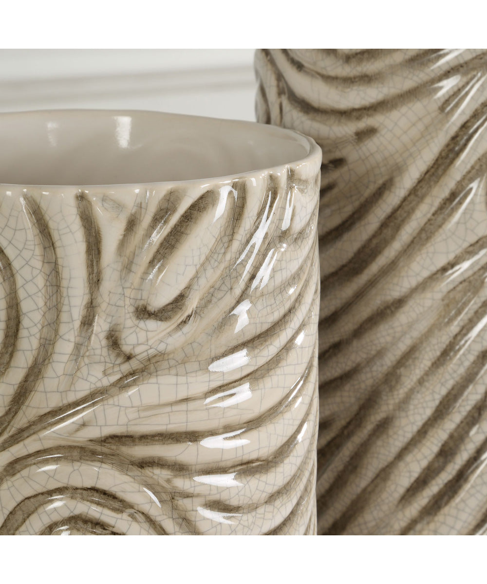 Timber Swirl Earth Tone Vases Set of 2