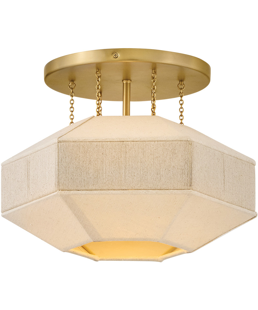 Lyla 1-Light Medium Semi-Flush Mount in Lacquered Brass