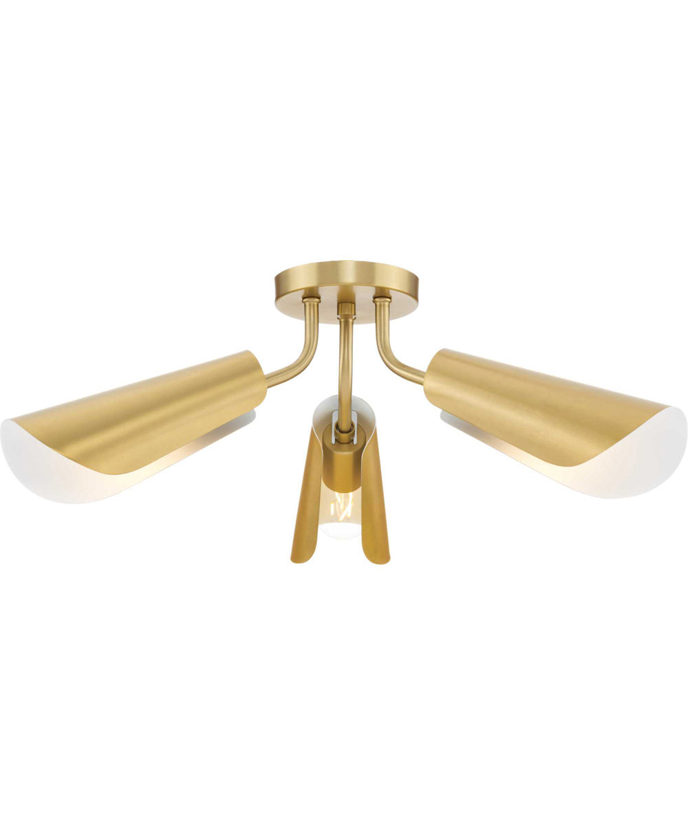 Cornett 44.12 in. 3-Light Contemporary Flush Mount Light Brushed Gold