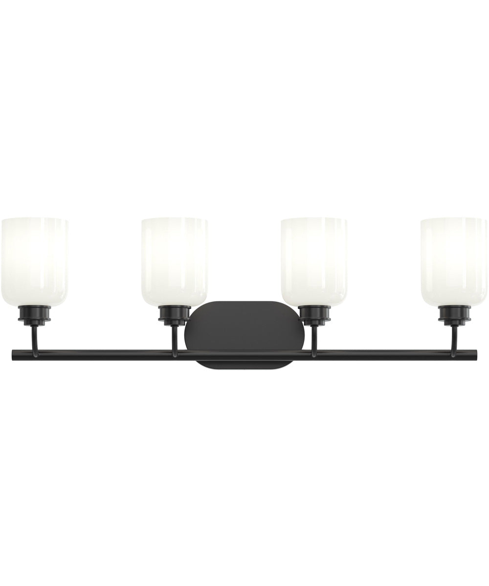 Reines 4-Light Bath Vanity with Opal Glass Shades Matte Black