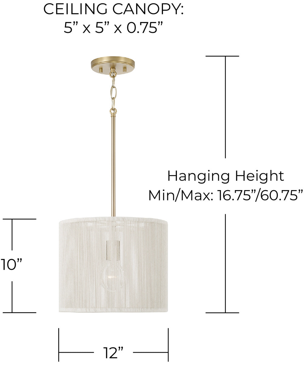 Tara 1-Light Pendant Matte Brass