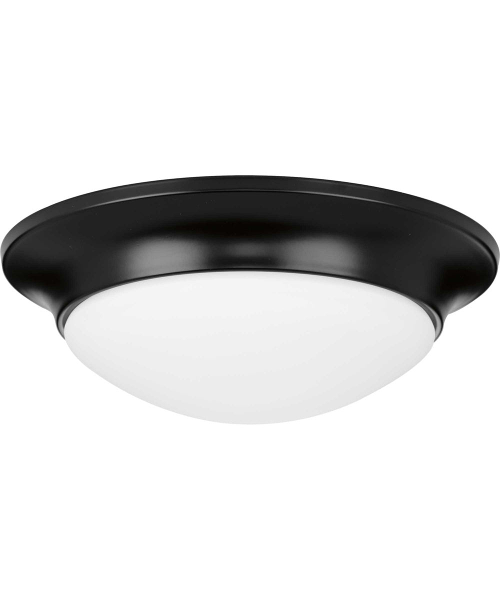 1-Light 11-1/2" Etched Glass Flush Mount Matte Black