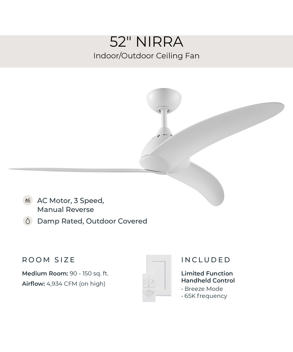 Nirra 52-in. 3-Blade Modern Ceiling Fan Matte White