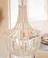 Dumas 22"W 5-Light Brushed Steel Finish Weathered White Wood Bead Chandelier by KenroyHome