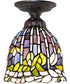 8" Wide Tiffany Flowering Lotus Flushmount