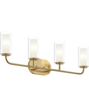 Mack 4-Light Vanity Light with Layered Glass Shades Brushed Gold