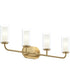 Mack 4-Light Vanity Light with Layered Glass Shades Brushed Gold
