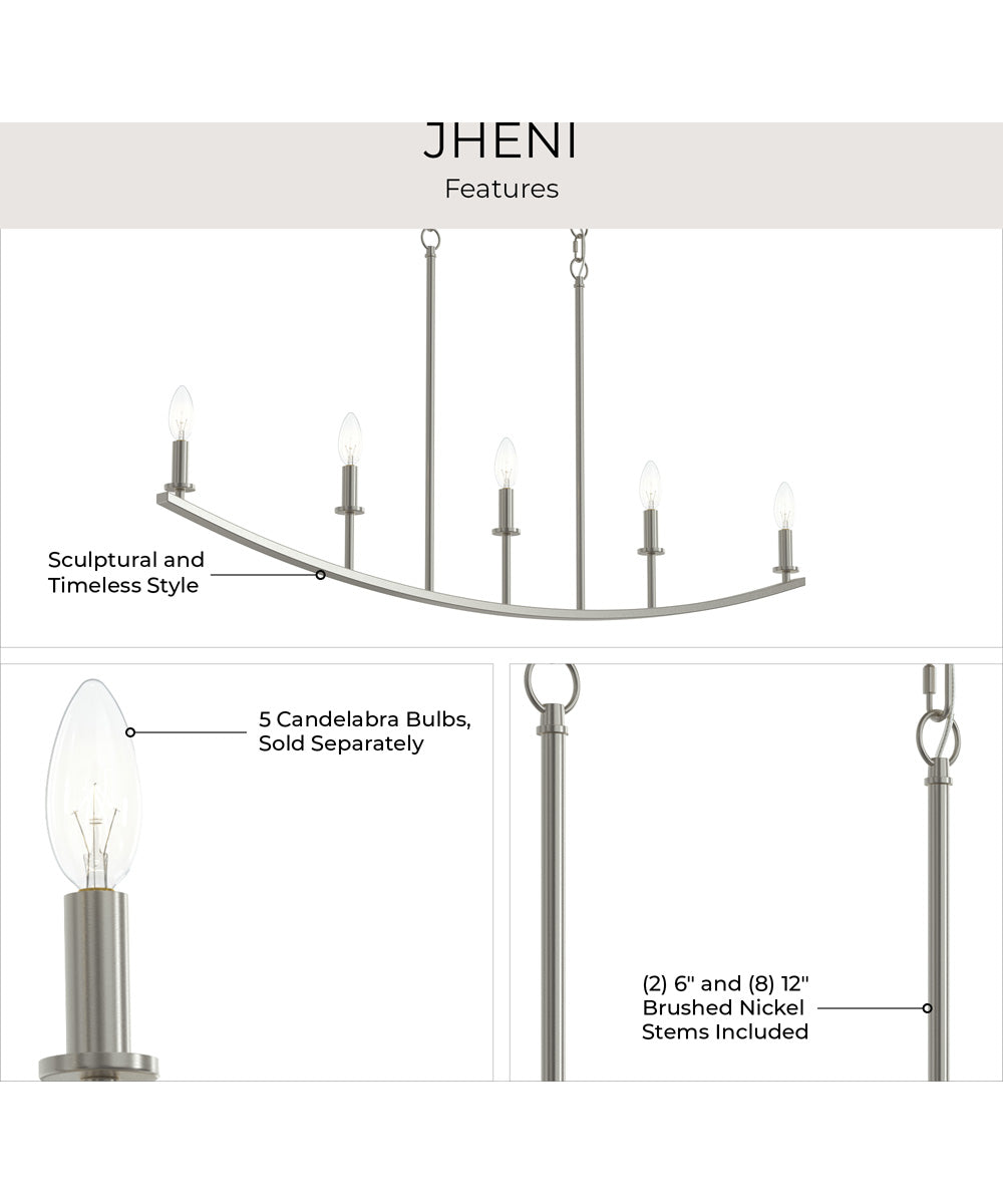 Jheni 5-Light Linear Chandelier Brushed Nickel