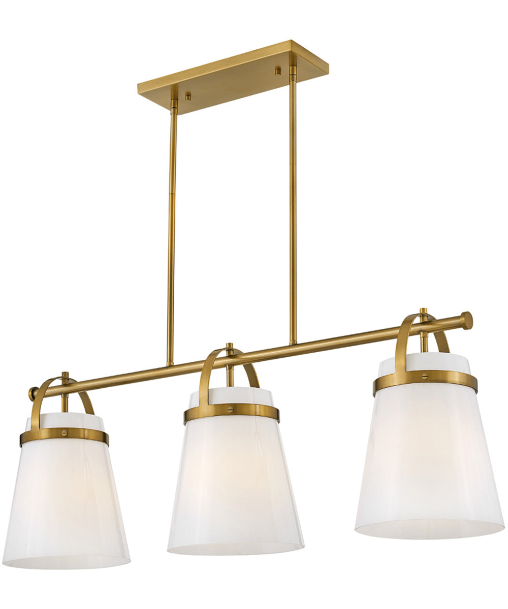 Tori 1-Light Large Three Light Linear Chandelier in Lacquered Brass