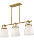 Tori 1-Light Large Three Light Linear Chandelier in Lacquered Brass