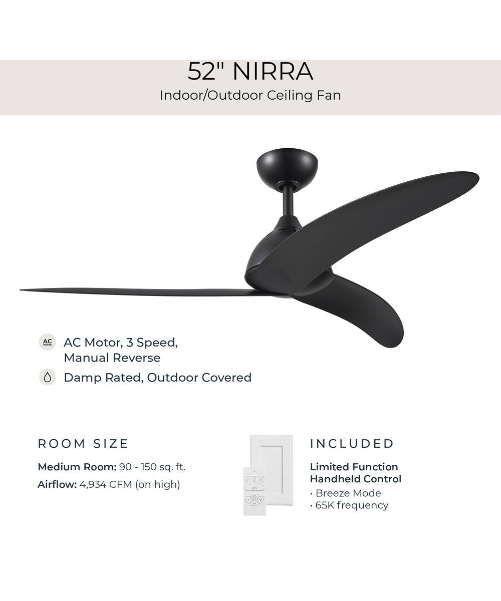 Nirra 52-in. 3-Blade Modern Ceiling Fan Matte Black