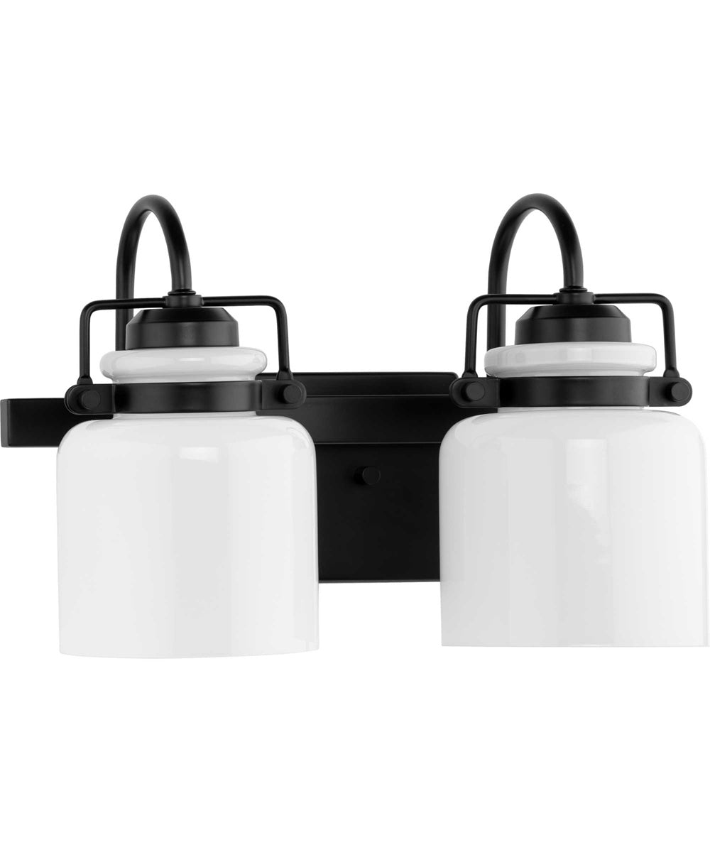 Fessler 2-Light Opal Glass Farmhouse Bath Light Matte Black