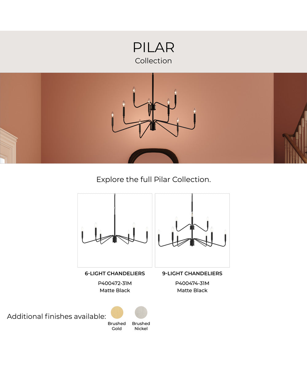 Pilar Two-Tier 9-Light Chandelier Matte Black