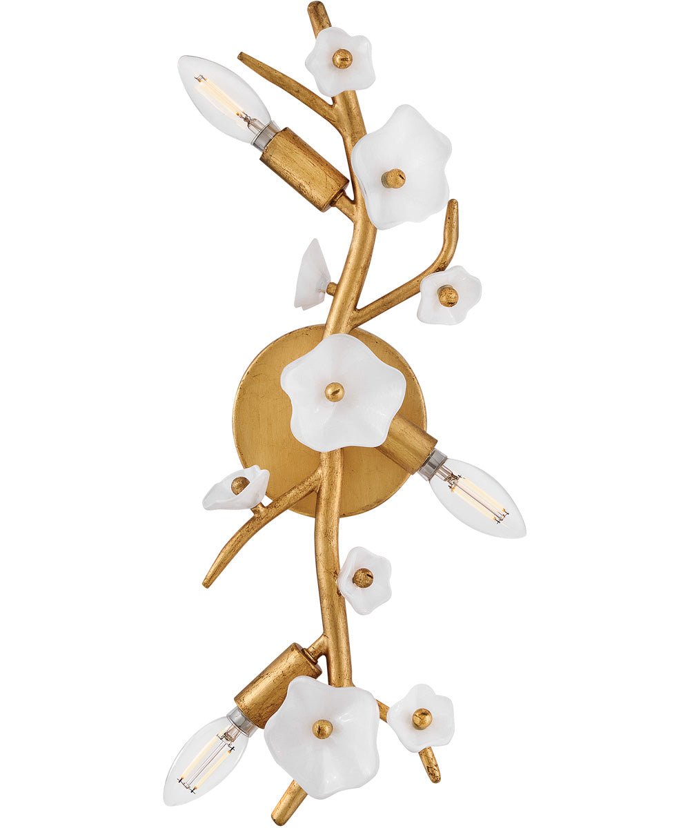 Azalea 3-Light Large Three Light Sconce in Distressed Brass