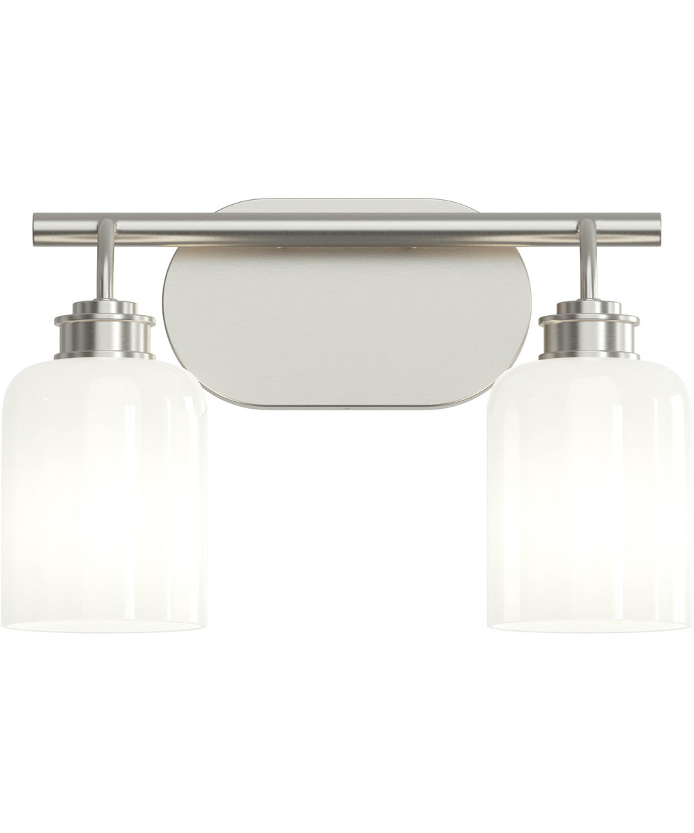 Reines 2-Light Bath Vanity with Opal Glass Shades Brushed Nickel