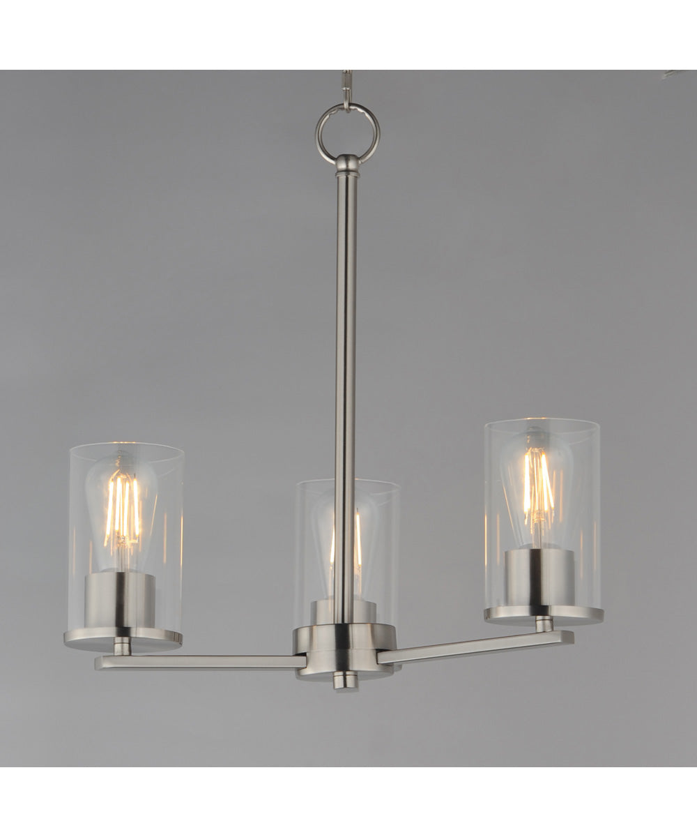 Lateral 3-Light Chandelier Satin Nickel