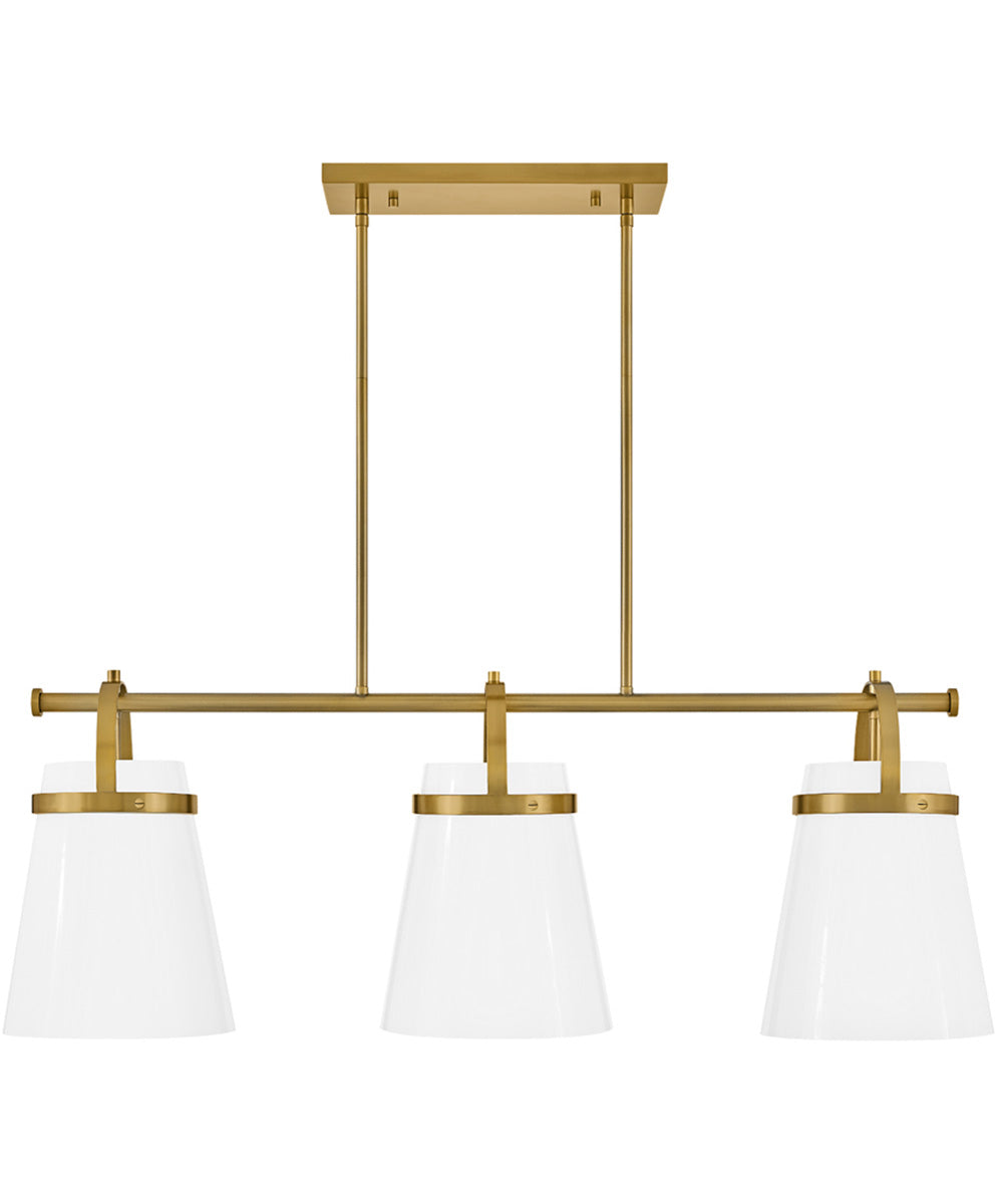 Tori 1-Light Large Three Light Linear Chandelier in Lacquered Brass