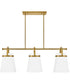 Tori 1-Light Large Three Light Linear Chandelier in Lacquered Brass