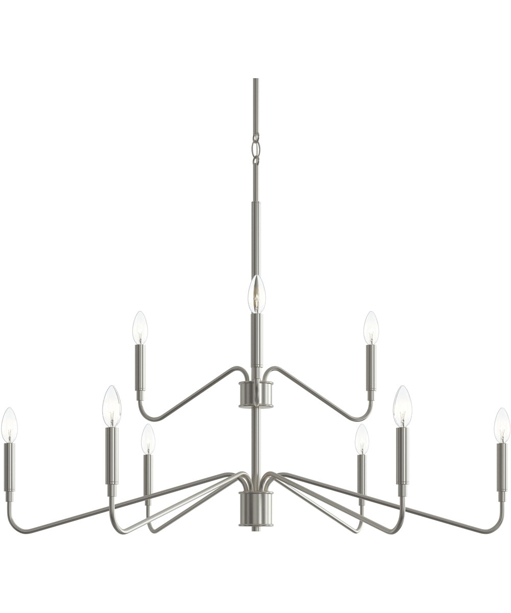 Pilar Two-Tier 9-Light Chandelier Brushed Nickel