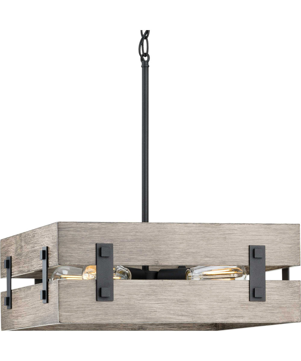 Hemsworth 4-Light Coastal Pendant Light Textured Black