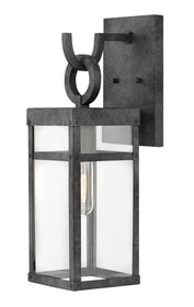 19"H Porter 1-Light Small Outdoor Wall Light in Aged Zinc