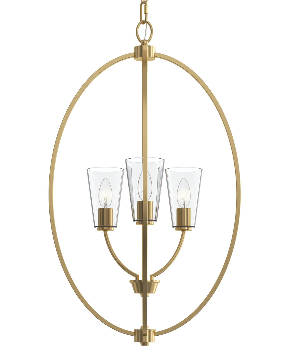 Jheni 3-Light Foyer Pendant with Clear Glass Shades Brushed Gold
