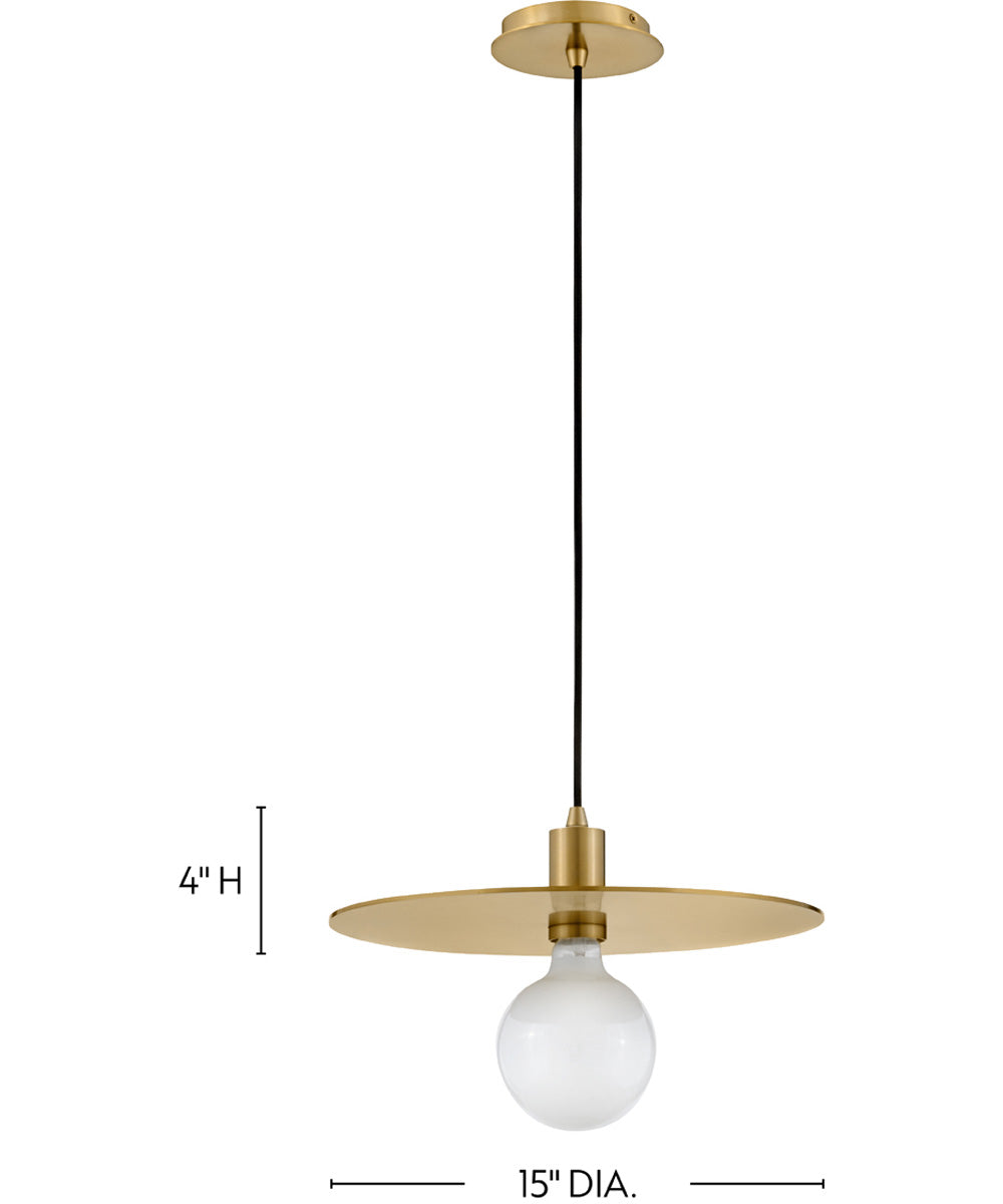 Lulu 1-Light Medium Convertible Pendant in Lacquered Brass