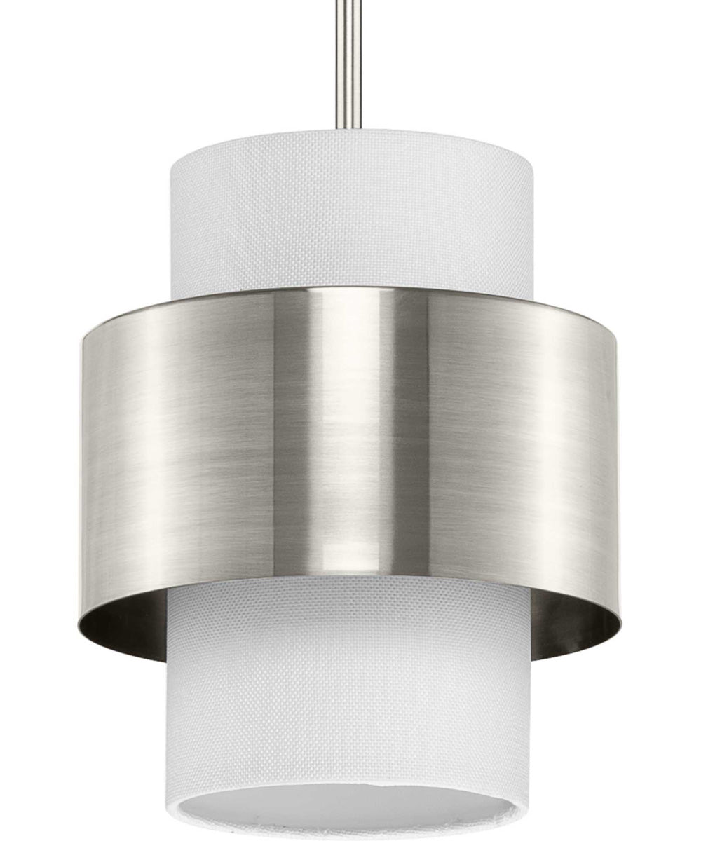 Silva 1-Light White Linen Shade Pendant Brushed Nickel