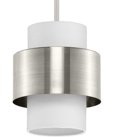 Silva 1-Light White Linen Shade Pendant Brushed Nickel