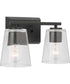 Vertex 2-Light Clear Glass Contemporary Bath Light Matte Black