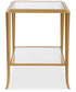 Accent Table with Tempered Glass Top Gold Leaf