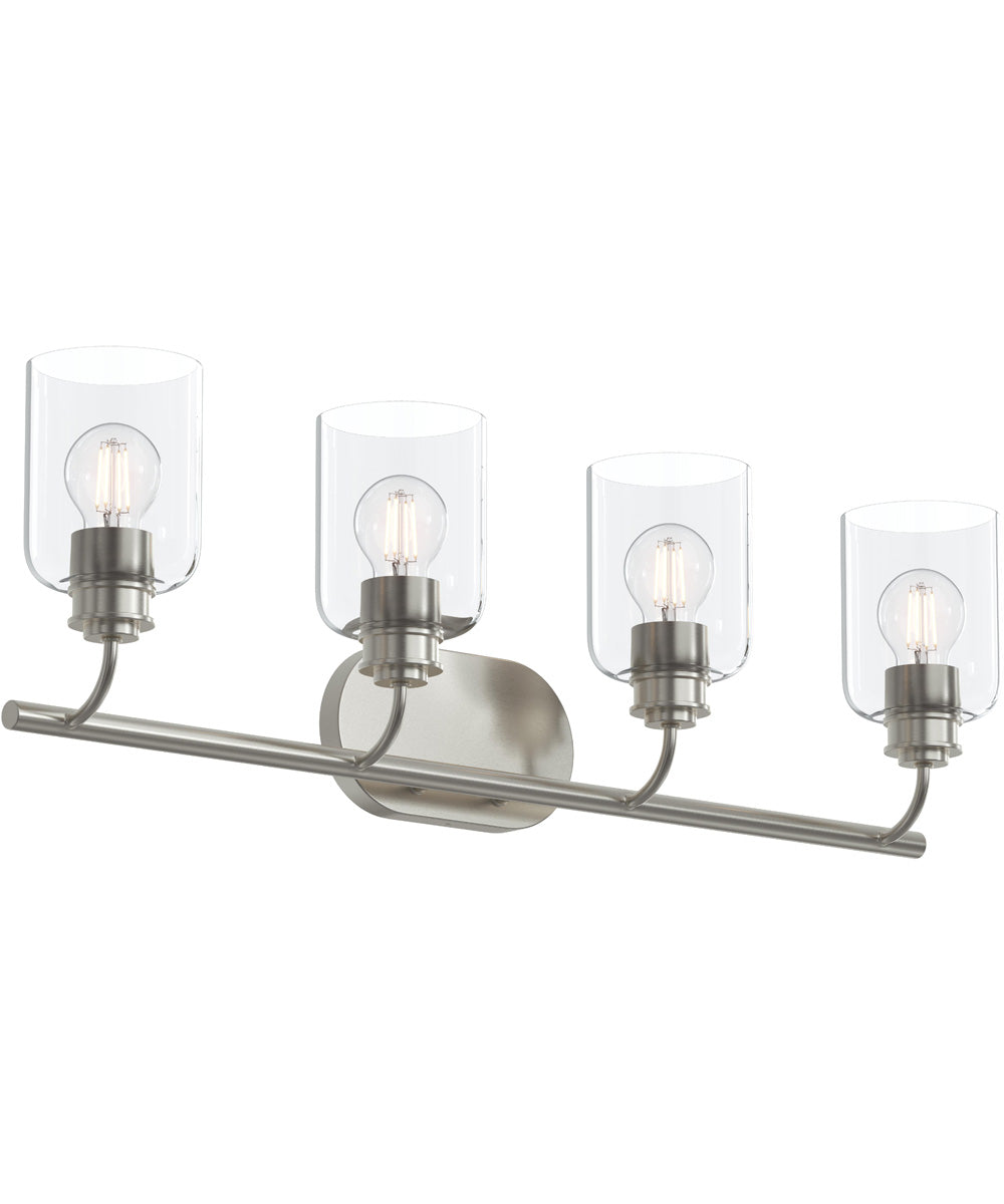 Reines 4-Light Bath Vanity with Clear Glass Shades Brushed Nickel