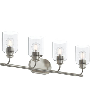 Reines 4-Light Bath Vanity with Clear Glass Shades Brushed Nickel