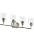 Reines 4-Light Bath Vanity with Clear Glass Shades Brushed Nickel