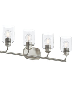 Reines 4-Light Bath Vanity with Clear Glass Shades Brushed Nickel
