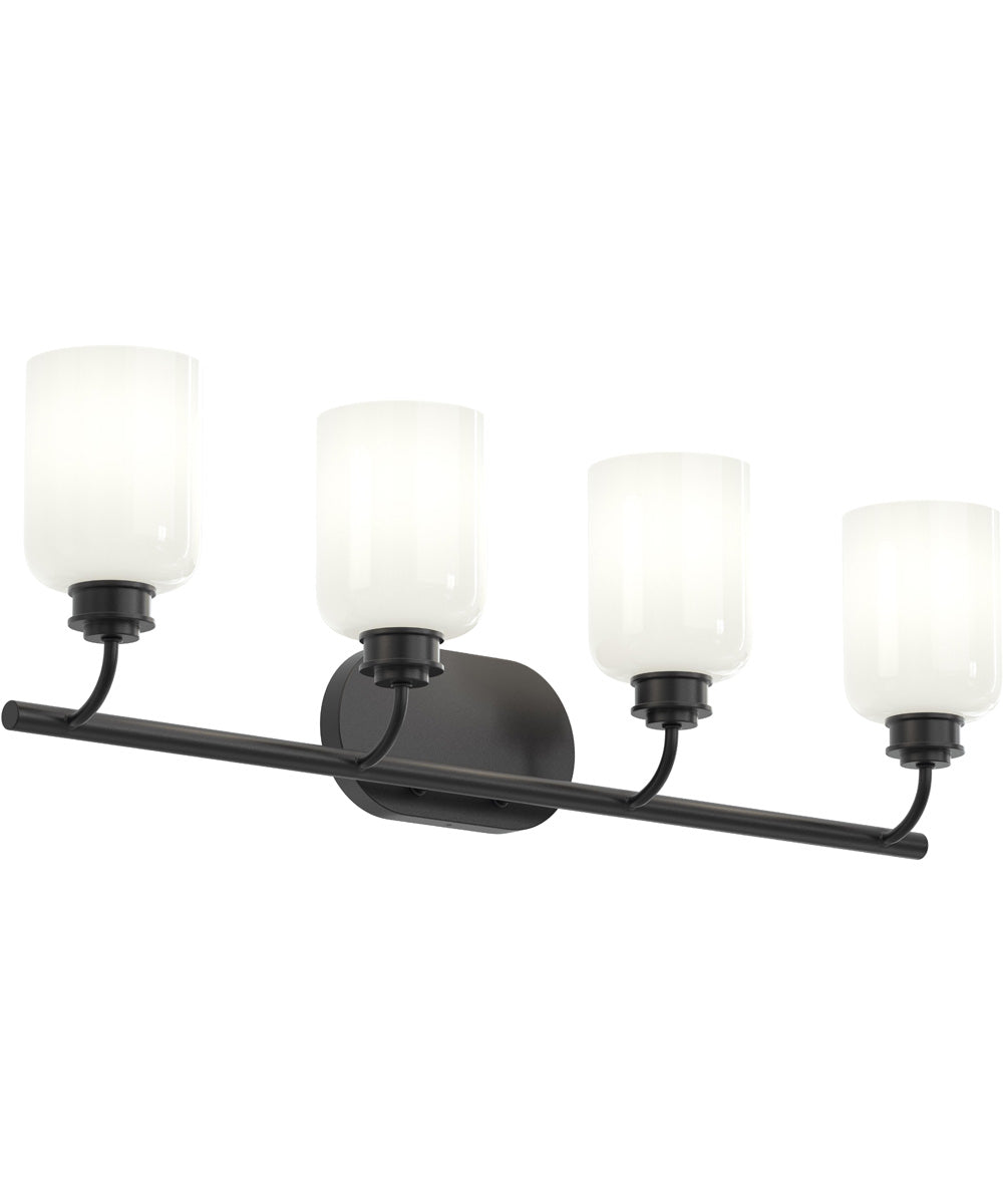 Reines 4-Light Bath Vanity with Opal Glass Shades Matte Black
