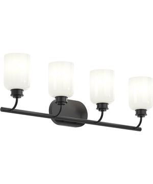Reines 4-Light Bath Vanity with Opal Glass Shades Matte Black