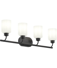 Reines 4-Light Bath Vanity with Opal Glass Shades Matte Black