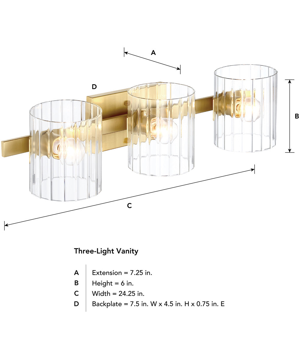 Aries 3 Light Vanity Brushed Gold
