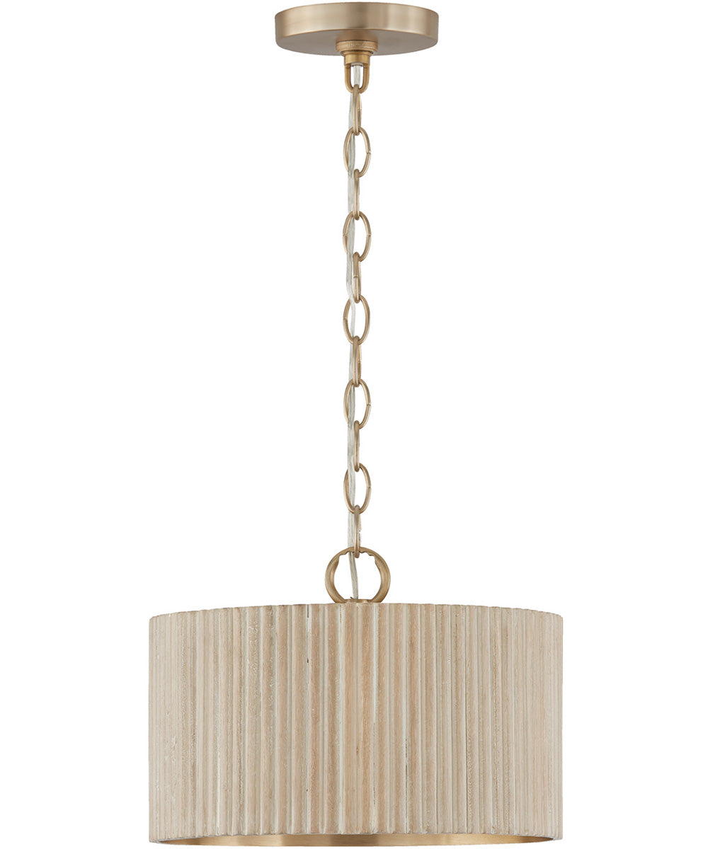 Donovan 1-Light Semi-Flush Ivory Wash and Matte Brass