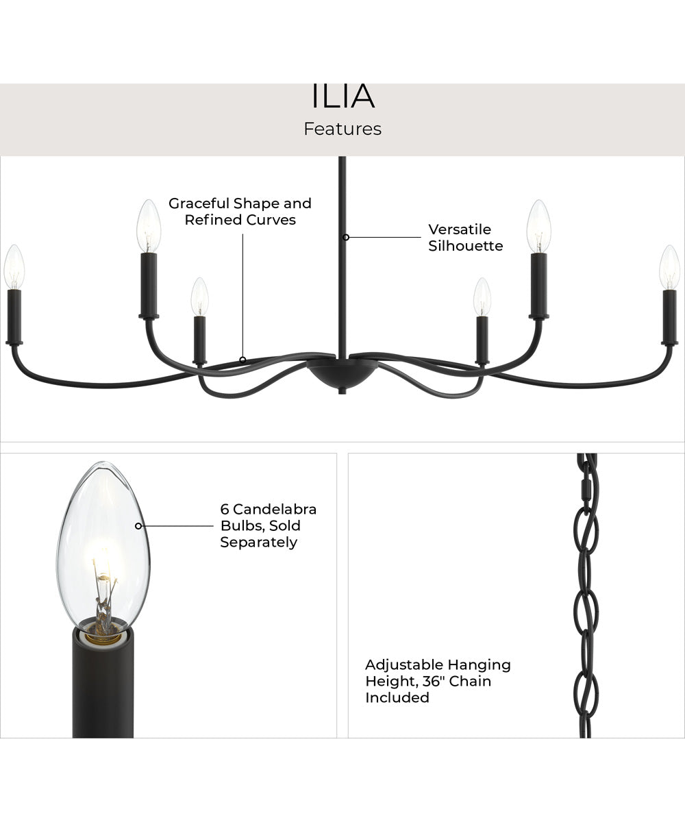 Ilia 6-Light Extra Large Chandelier Matte Black
