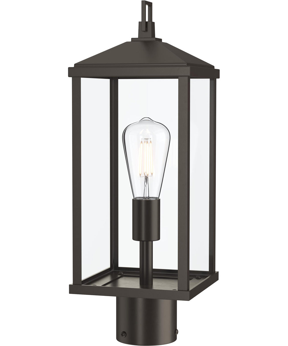 Cantley Outdoor Post Mount Lantern Light with Clear Glass Panels Antique Bronze