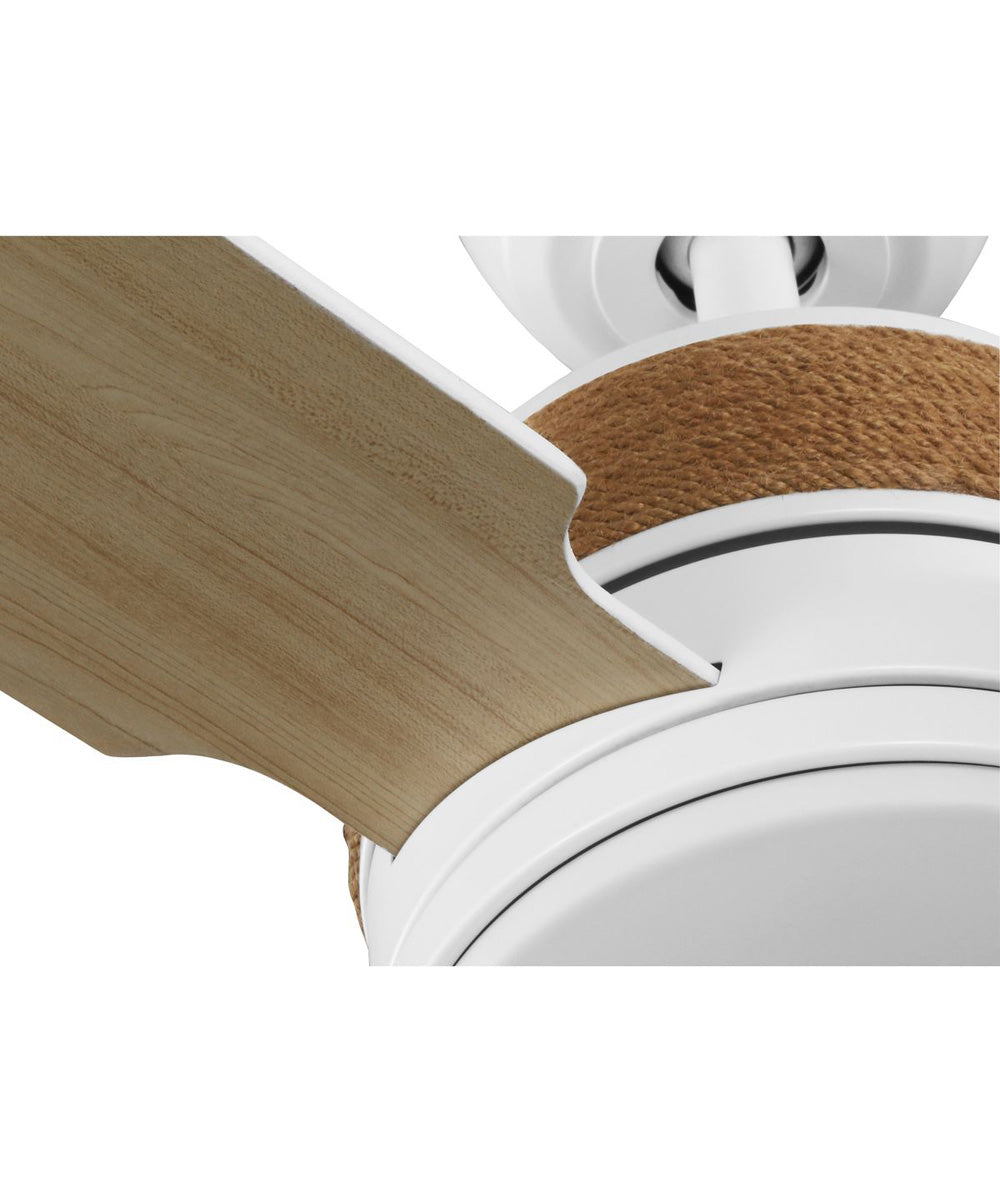 Shaffer II 56 in. 4-Blade Ceiling Fan with Integrated LED Lamped Light Natural Jute Accents Satin White