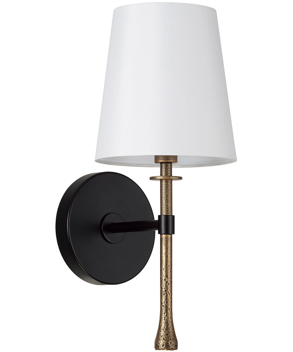 Hollis 1-Light Sconce Matte Black with Hammered Gold