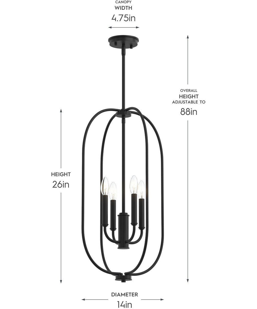 Reines 4-Light Foyer Pendant Matte Black