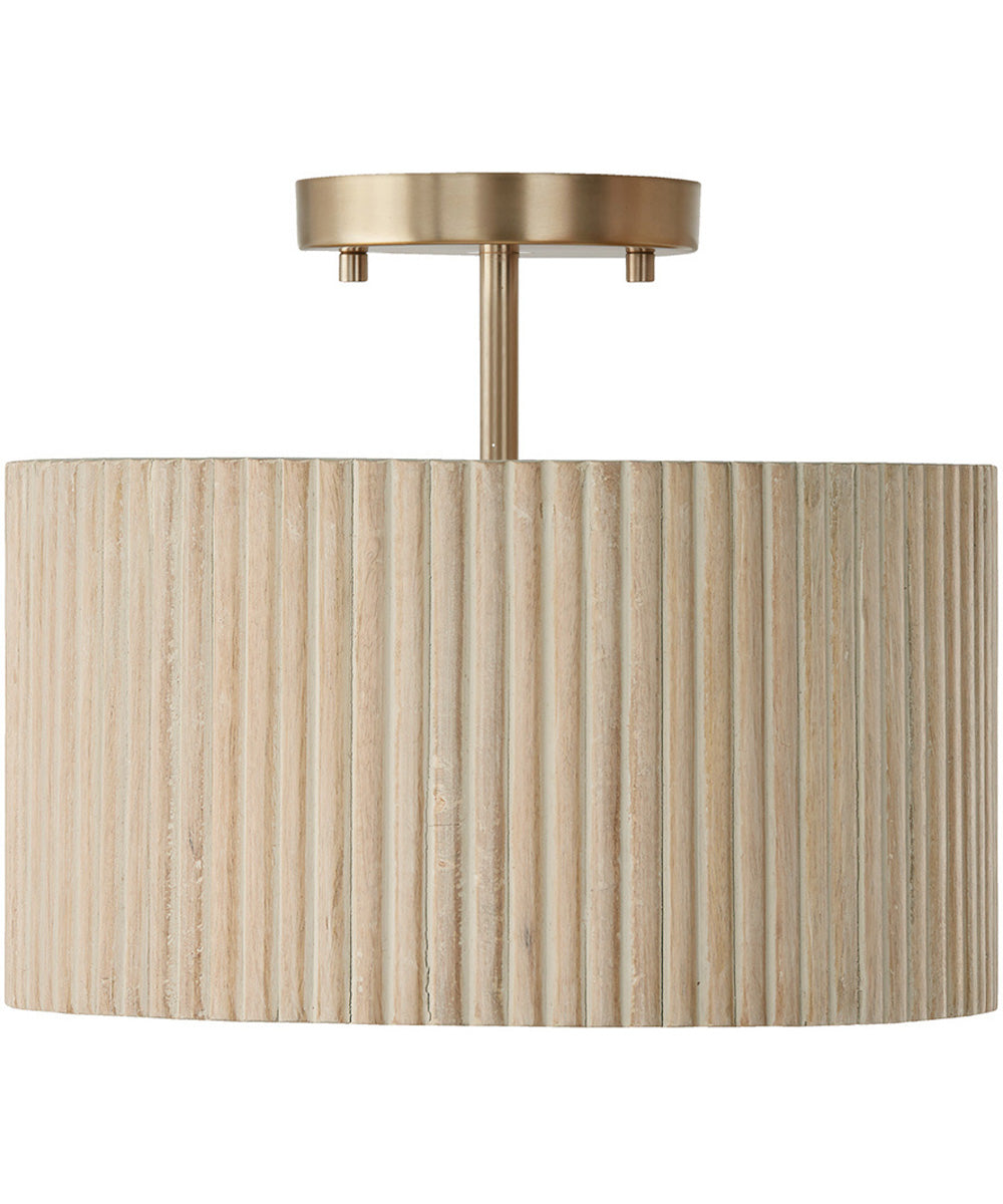 Donovan 1-Light Semi-Flush Ivory Wash and Matte Brass