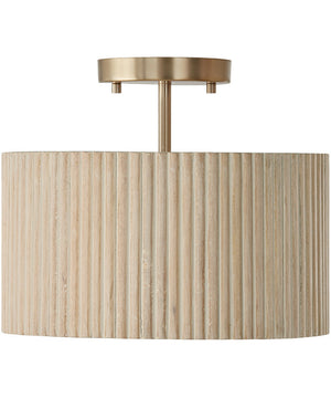 Donovan 1-Light Semi-Flush Ivory Wash and Matte Brass