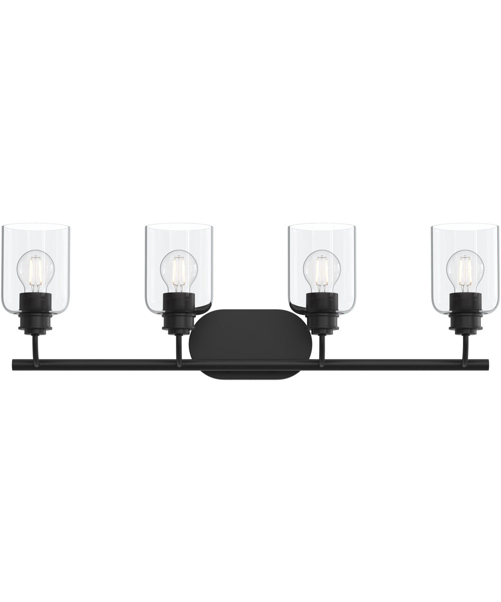 Reines 4-Light Bath Vanity with Clear Glass Shades Matte Black