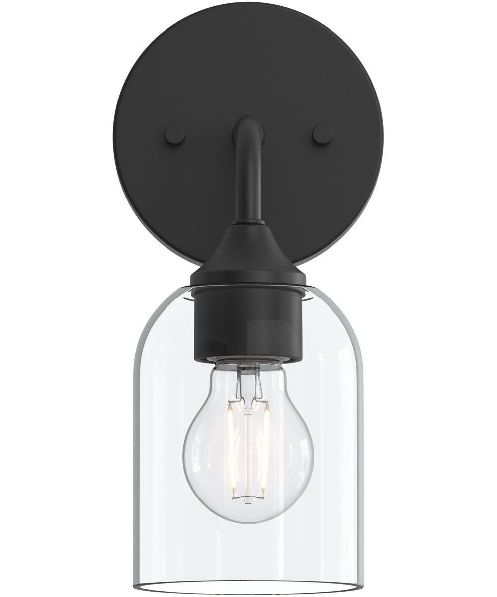 Ilia 1-Light Wall Sconce with Clear Glass Shade Matte Black