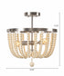 Dumas 16"W 3-Light Brushed Steel Finish Weathered White Wood Bead Semi Flush by KenroyHome